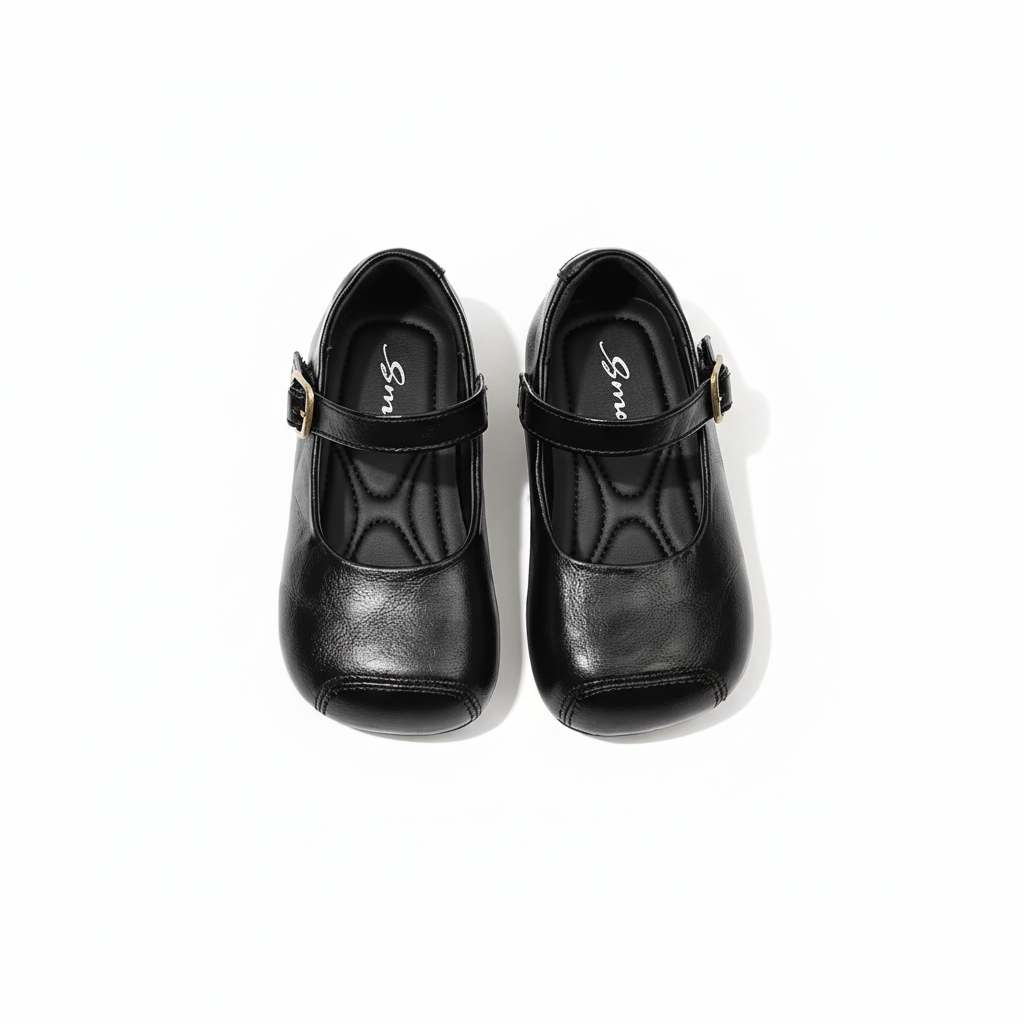 Ballerines noires sur fond blanc